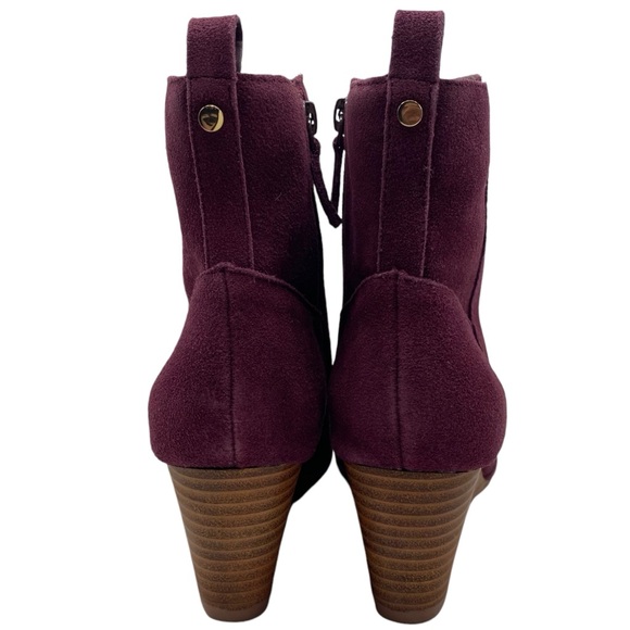 Suede Booties Sz 8.5 Jayjay Violet & Red Burgundy Ankle Wedge Leather Colorful - Picture 7 of 12